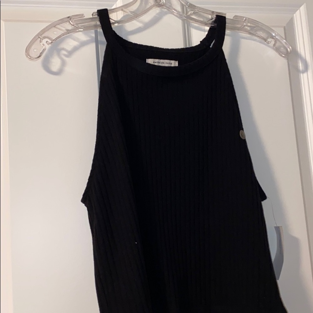 Black High Collar Tank Top - AE - L